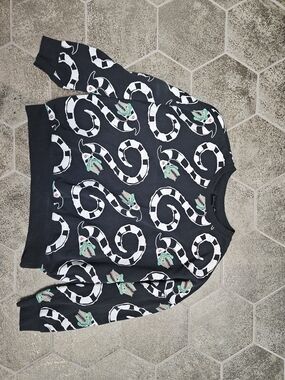 Beetlejuice Women's M Black Green Snake Graphic Pullover Sweater Crew Neck